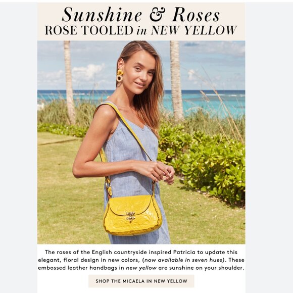 Patricia Nash Yellow *Micaela* Shoulder Bag | Rose-Tooled Leather | EUC - Picture 2 of 12